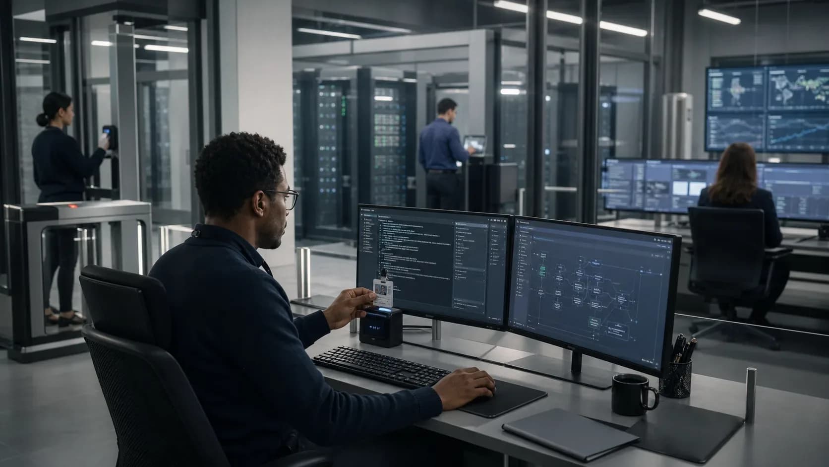 Security team checking identities and access before an action automated by an AI agent