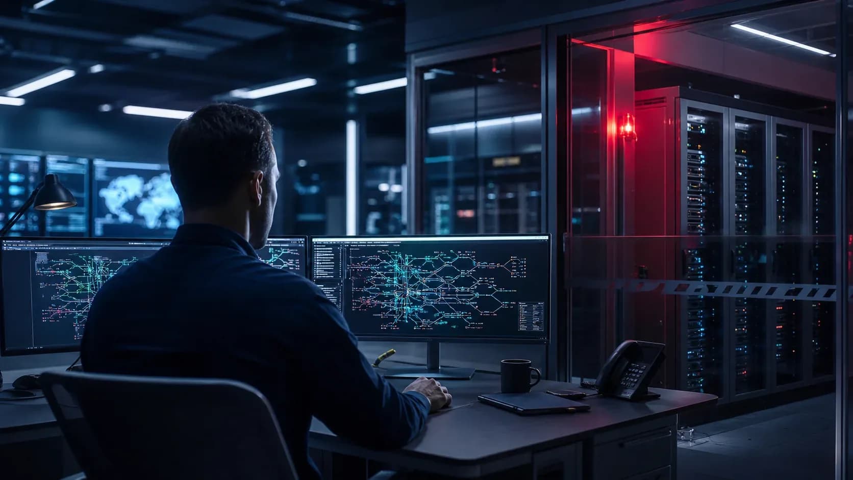 Cybersecurity screen illustrating the isolation and monitoring of artificial intelligence models