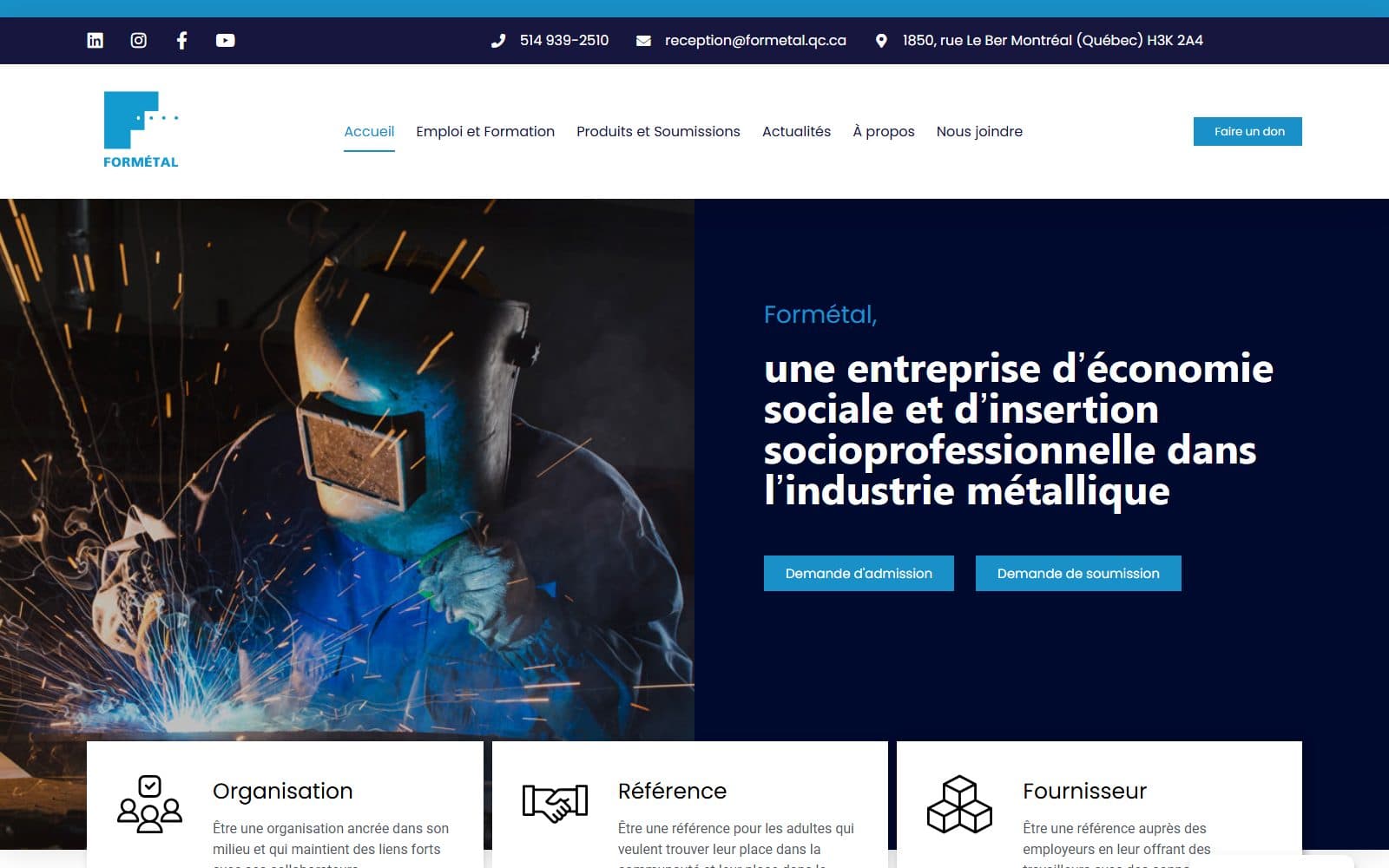 Site web de Formétal conçu et développé par Daillac