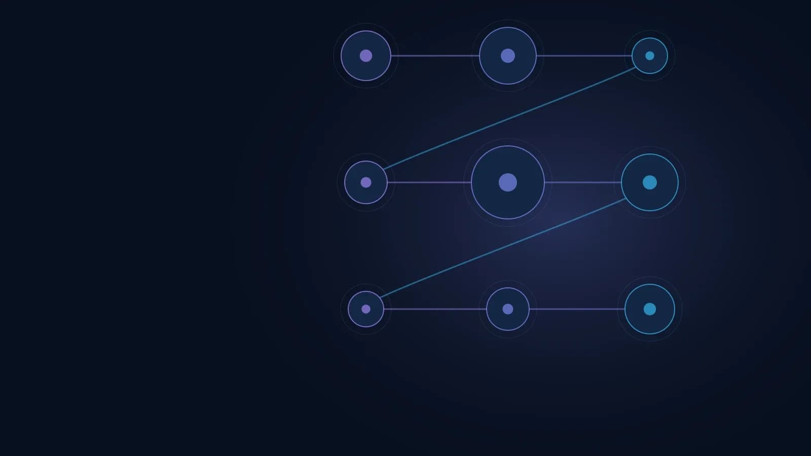 Illustration schématique de marketing numérique B2B : nœuds reliés dans une architecture numérique