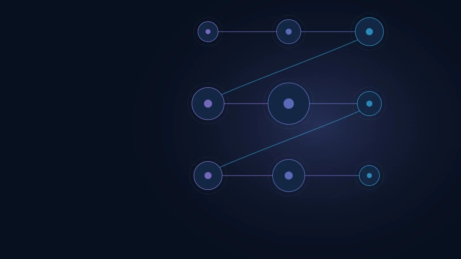 Illustration schématique de entreprise de développement logiciel : nœuds reliés dans une architecture numérique